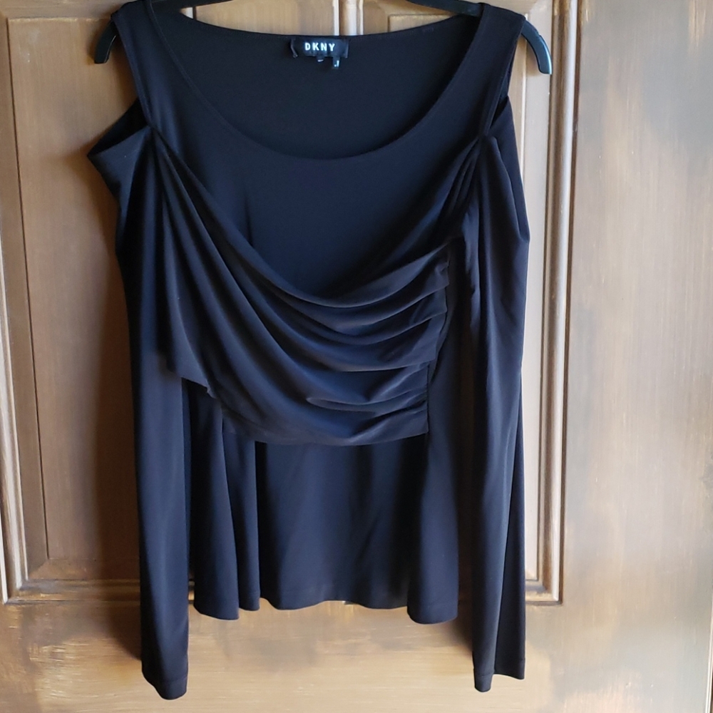 DKNY Front-wrap Black Bouse